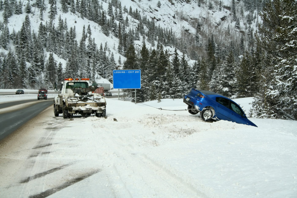 Car in snow bank