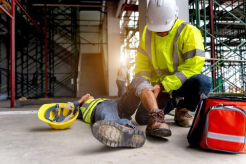 Injured employee on worksite